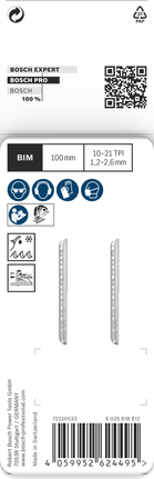 PRO Metal thick and thin T123XF Jigsaw Blade, 100 mm, 2 pcs Bosch PRO Metal jigsaw blades 100 mm.