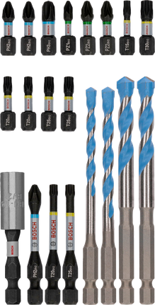 Bosch PRO Impact Mixed Set 20 pcs, color-coded drill and screwdriver bits.
