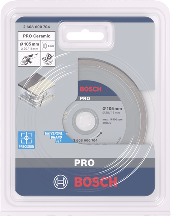 PRO Ceramic Diamond Disc, 105 x 20/16 mm Bosch PRO Ceramic diamond disc 105×20/16 mm.