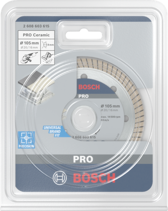 PRO Ceramic Diamond Disc, 105 x 20/16 mm Bosch PRO Ceramic diamond disc 105×20/16 mm.