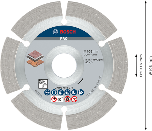 Bosch PRO Stone Diamond Disc 105 mm for stone cutting.