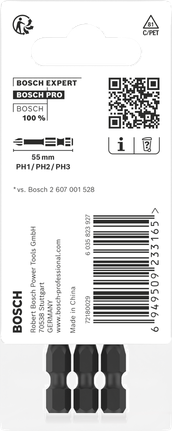 PRO PH Impact Bit, PH1 x 55, PH2 x 55, PH3 x 55 mm, 3 pcs Bosch PRO PH impact bits set 55mm 3pcs.