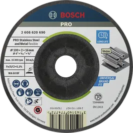 Bosch PRO Semi-Flexible Grinding Disc for stainless steel.