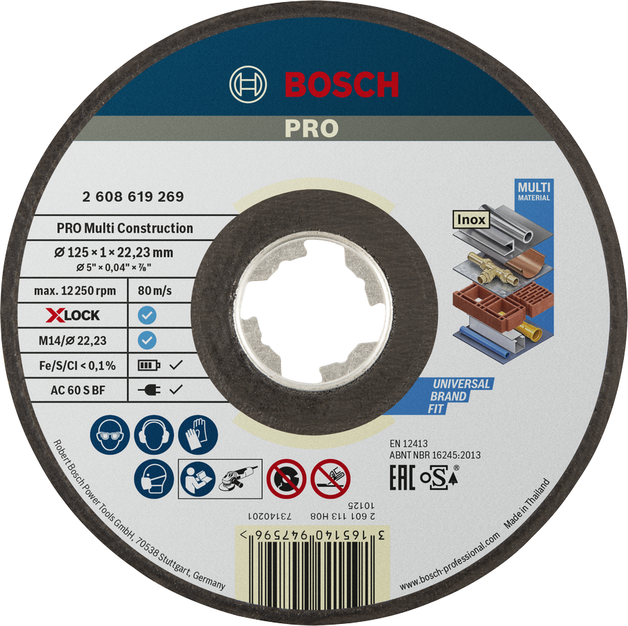 Bosch PRO Multi Material X-Lock cutting disc 125 mm.