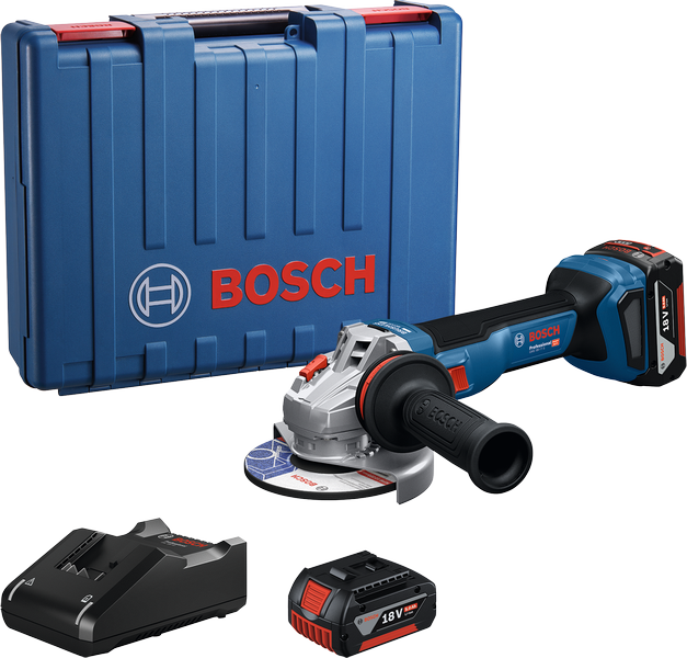 Bosch GWS 18V-11 angle grinder with case, battery and charger.
