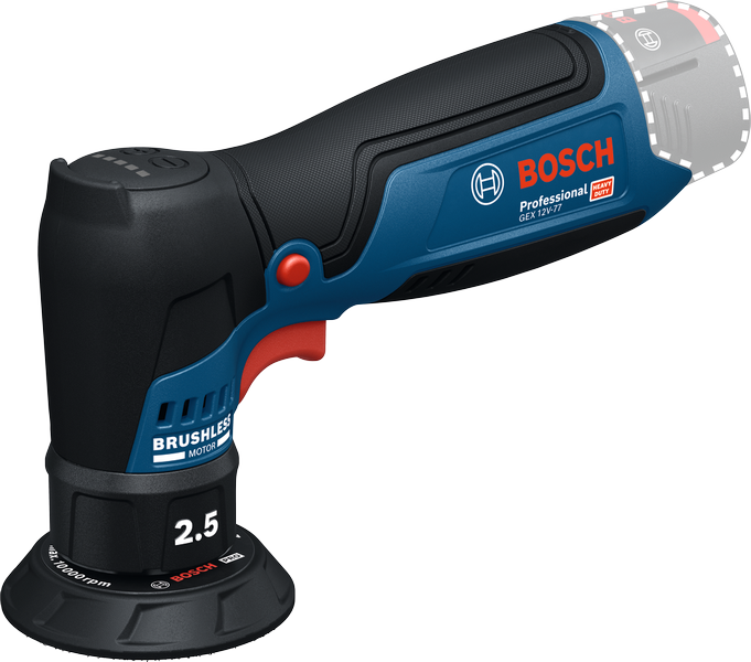 Bosch GEX 12V-77 random orbit sander with brushless motor.