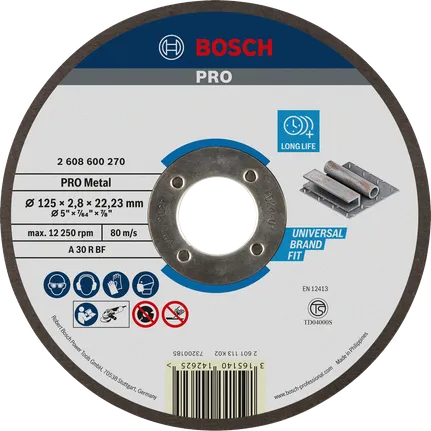 Bosch PRO Metal Cutting Disc 125 mm for long life.