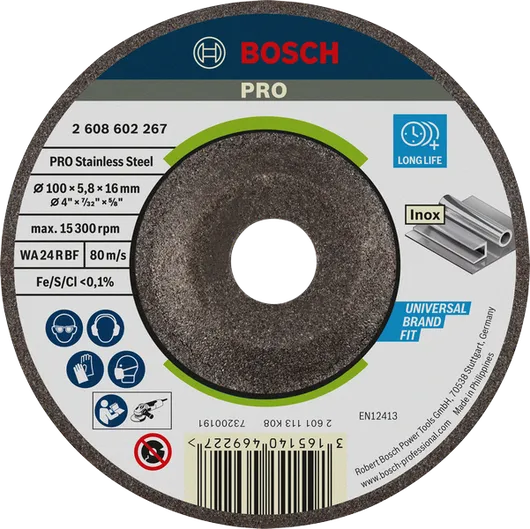 PRO Stainless Steel Bonded Grinding Disc Bosch PRO Stainless Steel Grinding Disc, 100 mm WA 24 R BF.
