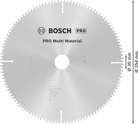 Bosch PRO Multi Material circular saw blade, 254 mm diameter.