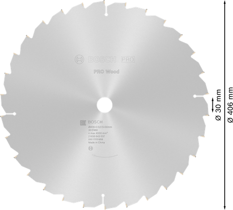PRO Wood Circular Saw Blade, 406 x 3.2 x 30 mm Bosch PRO Wood Circular Saw Blade 406 x 30 mm.