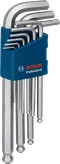 Bosch hex key set with nine Allen wrenches in holder.