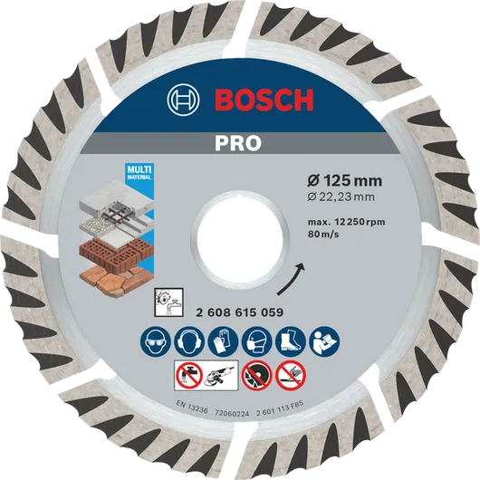 Bosch PRO Multi Material Diamond Disc 125 mm for cutting.