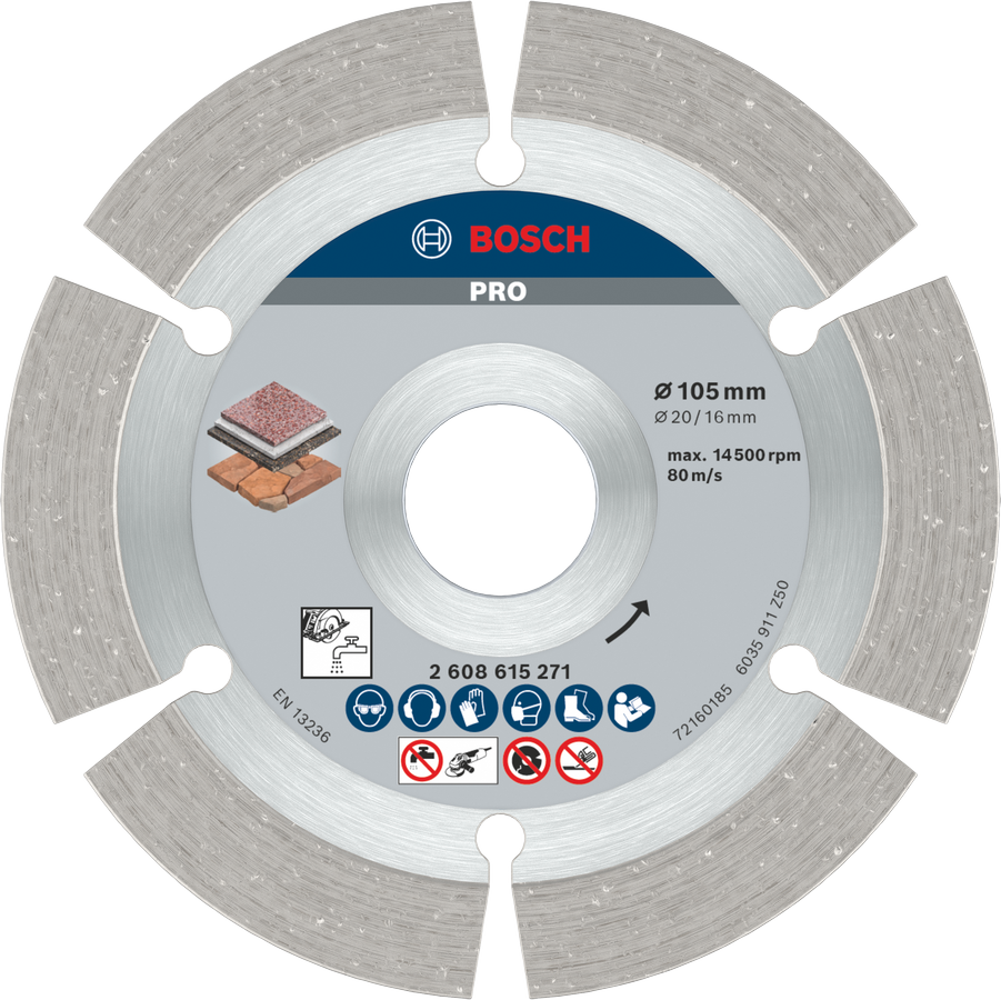Bosch PRO Stone Diamond Disc 105 mm for cutting stone.