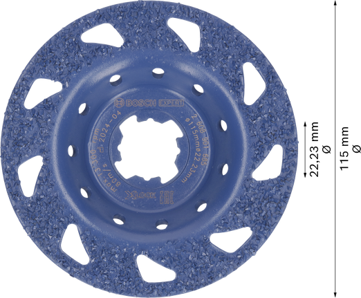 EXPERT Multi Material Carbide Grinding Head Medium, Flat, X-LOCK, 115 mm, 22.23 mm Bosch EXPERT Multi Material Carbide Grinding Head, flat 115 mm.