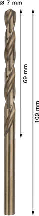 PRO Stainless Steel HSS-Co Twist Drill Bit, 7 x 69 x 109 mm, 10 pcs PRO Stainless Steel HSS-Co Twist Drill Bit, 7 x 69 x 109 mm, 10 pcs