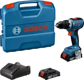 Bosch GSR 18V-65 drill set with battery and charger.