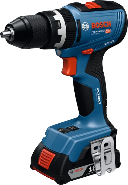 Bosch GSB 18V-65 cordless drill with AMPShare battery.