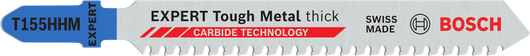 Bosch EXPERT Tough Metal T155HHM jigsaw blade for thick metal.