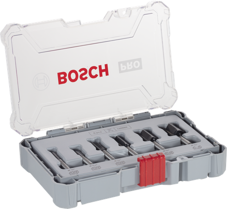 Bosch PRO Router Bit Straight Set 6 pcs in storage case.