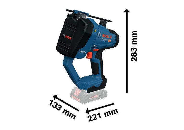 Bosch GGC 18V-12 cordless threaded rod cutter, compact size.