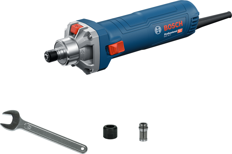 Bosch GGS 30 S straight grinder with wrench and accessories.