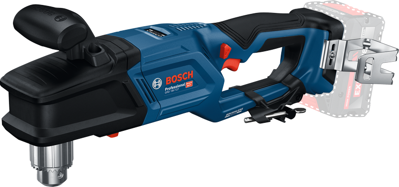 Bosch GRD 18V-127 cordless angle drill, ergonomic handle.