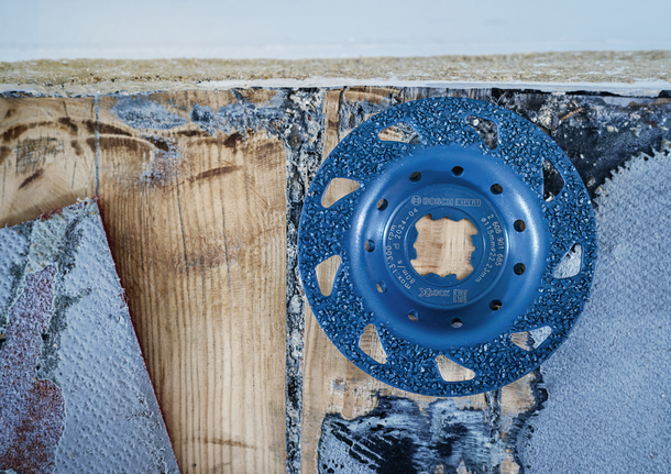 EXPERT Multi Material Carbide Grinding Head Medium, Flat, X-LOCK, 115 mm, 22.23 mm Bosch EXPERT carbide grinding disc for wood and paint.