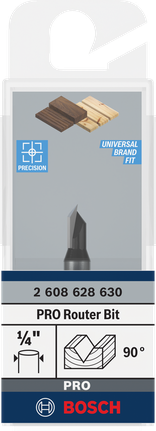 Bosch PRO V-Groove router bit 90° 1/4″.