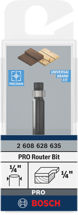Bosch PRO router bit 1/4″ flush trim.
