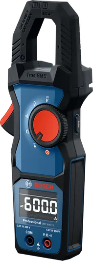 Bosch GMC 600-15 clamp meter with True RMS display.