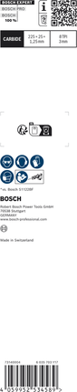 EXPERT Thick Tough Metal S1155CHC Reciprocating Saw Blade 1-pc Bosch EXPERT Thick Tough Metal S1155CHC saw blade 225mm.