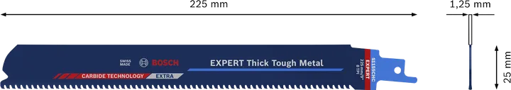 EXPERT Thick Tough Metal S1155CHC Bosch EXPERT Thick Tough Metal S1155CHC reciprocating saw blade.