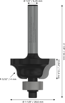 PRO Router Bit Bosch PRO Router Bit Roman Ogee 1/4″ shank, R 5/32″.