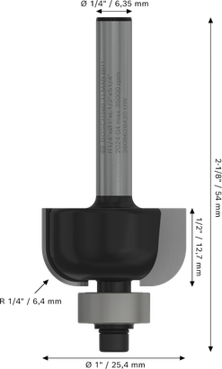 PRO Router Bit Bosch PRO Router Bit Cove R 1/4″ shank 1/4″.