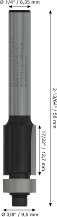 Bosch PRO Router Bit Bottom Bearing Flush Trim 3/8 inch.