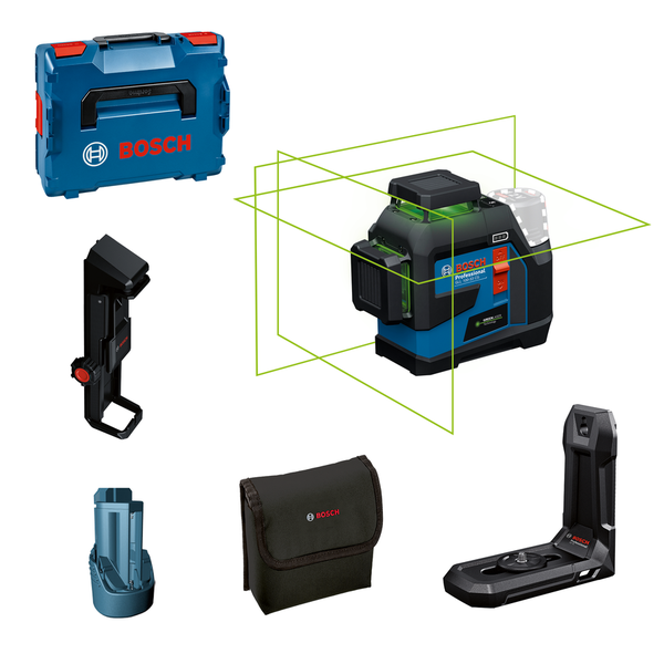 Bosch GLL 100-33 CG laser leveling tool set.