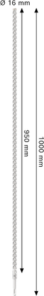 PRO SDS plus-5X Hammer Drill Bit, 16 x 950 x 1000 mm PRO SDS plus-5X Hammer Drill Bit, 16 x 950 x 1000 mm