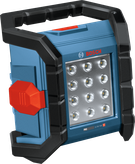 Bosch GLI18V-1500 cordless jobsite light with LED panel.