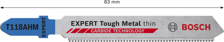 EXPERT Tough Metal thin T118AHM Jigsaw Blade, 3 pcs Bosch EXPERT Tough Metal thin T118AHM carbide jigsaw blade.