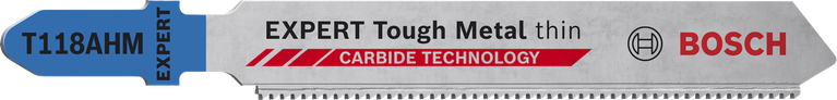 EXPERT Tough Metal thin T118AHM Jigsaw Blade, 3 pcs Bosch EXPERT Tough Metal T118AHM jigsaw blade, carbide teeth.