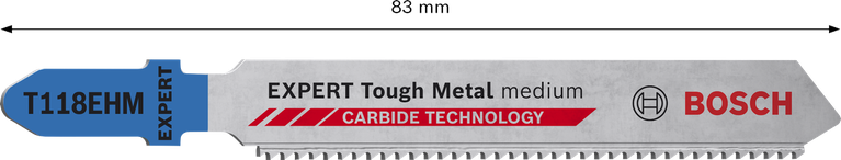 EXPERT Tough Metal medium T118EHM Jigsaw Blade, 3 pcs Bosch EXPERT Tough Metal T118EHM jigsaw blade, carbide.