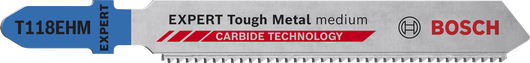 EXPERT Tough Metal medium T118EHM Jigsaw Blade  Bosch EXPERT Tough Metal T118EHM jigsaw blade with carbide teeth.