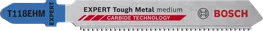 Bosch EXPERT Tough Metal T118EHM jigsaw blade with carbide teeth.