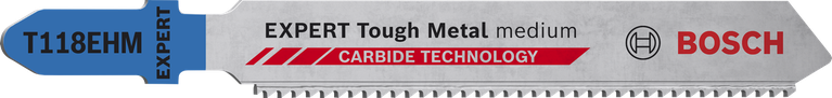 EXPERT Tough Metal medium T118EHM Jigsaw Blade, 3 pcs Bosch EXPERT Tough Metal T118EHM jigsaw blade with carbide teeth.