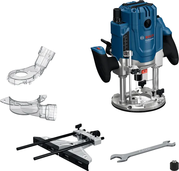 Bosch GOF 20-12 router with depth adjustment.