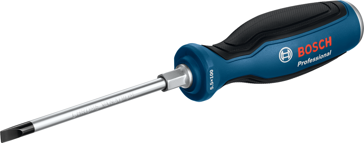 Bosch SL5.5x100 chrome vanadium slotted screwdriver.