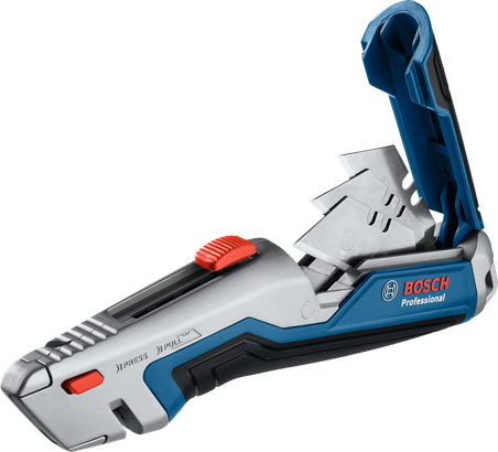 Bosch Universal Retractable Carpet Knife with spare blade storage.