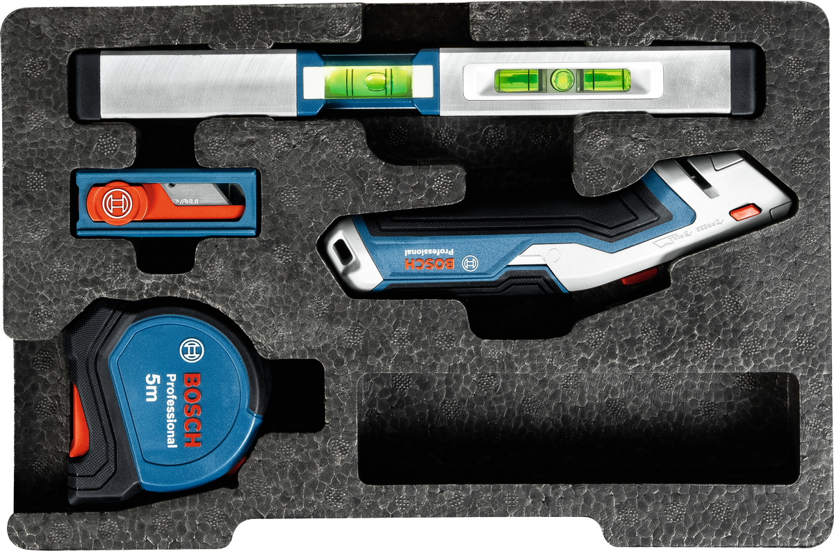 Bosch Hand Tool Mixed Set 13 pcs with tape measure and level.