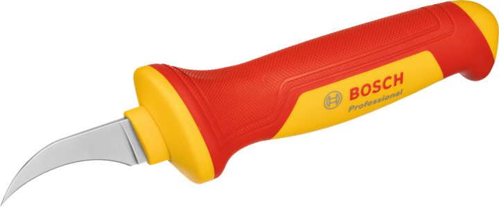 Bosch VDE stripping knife with curved insulated blade.