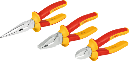 Bosch VDE Pliers Set 3 pcs with insulated handles.
